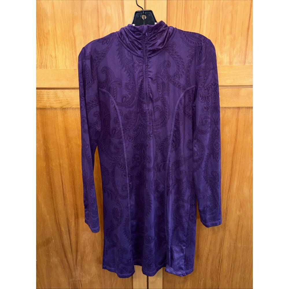 Tehama Long Sleeve Active Dress M Purple Paisley Athletic Casual 1/4 Zip Golf